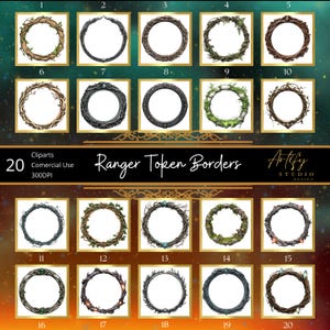 Ranger Token Borders – 20 Fantasy Cliparts for Tabletop RPG and DND Games , TokenTool Frame , Transparent Background , Commercial Use
