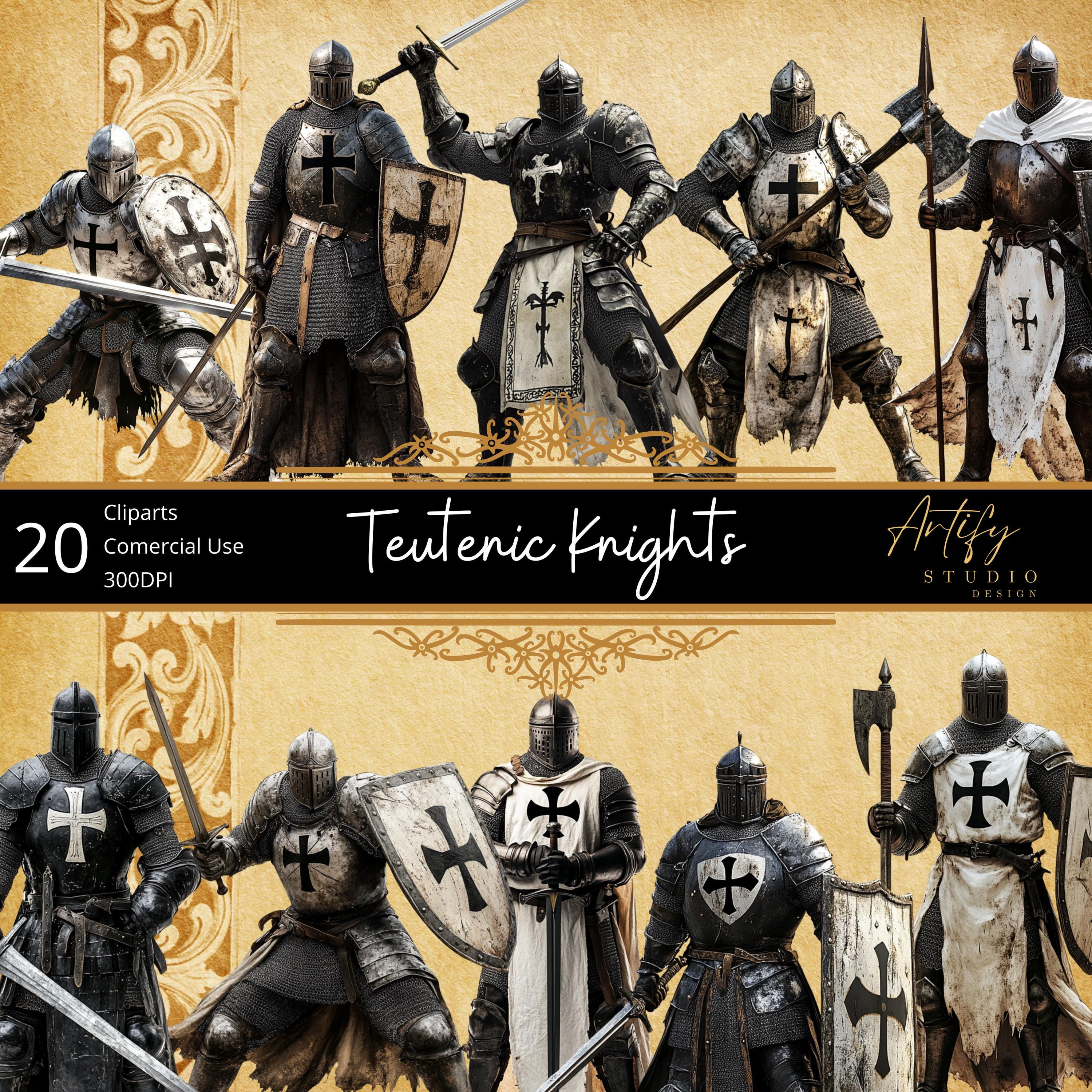 Chevalier De L'ordre Teutonique – Figurine Miniature 75mm – Peinte à La Main Par Attica – Neuf