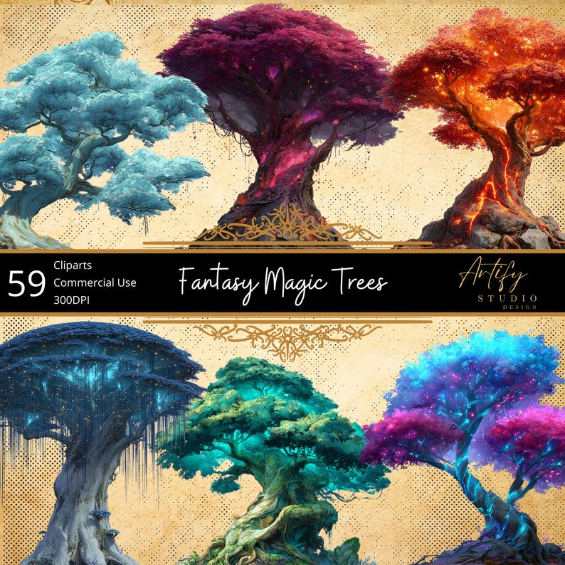 Magic System Tree Fantasy Magic Trees – 59 Cliparts , Digital Download , Commercial Use ...