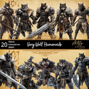 Varg – Wolf Humanoids – 20 Fierce and Rücksichtslose Fantasie Cliparts, Kommerzielle Nutzung