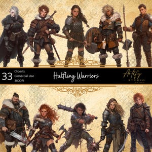 Guerrieri Halfling - Coraggiosi difensori della gente comune, Clipart fantasy, sfondo trasparente, uso commerciale