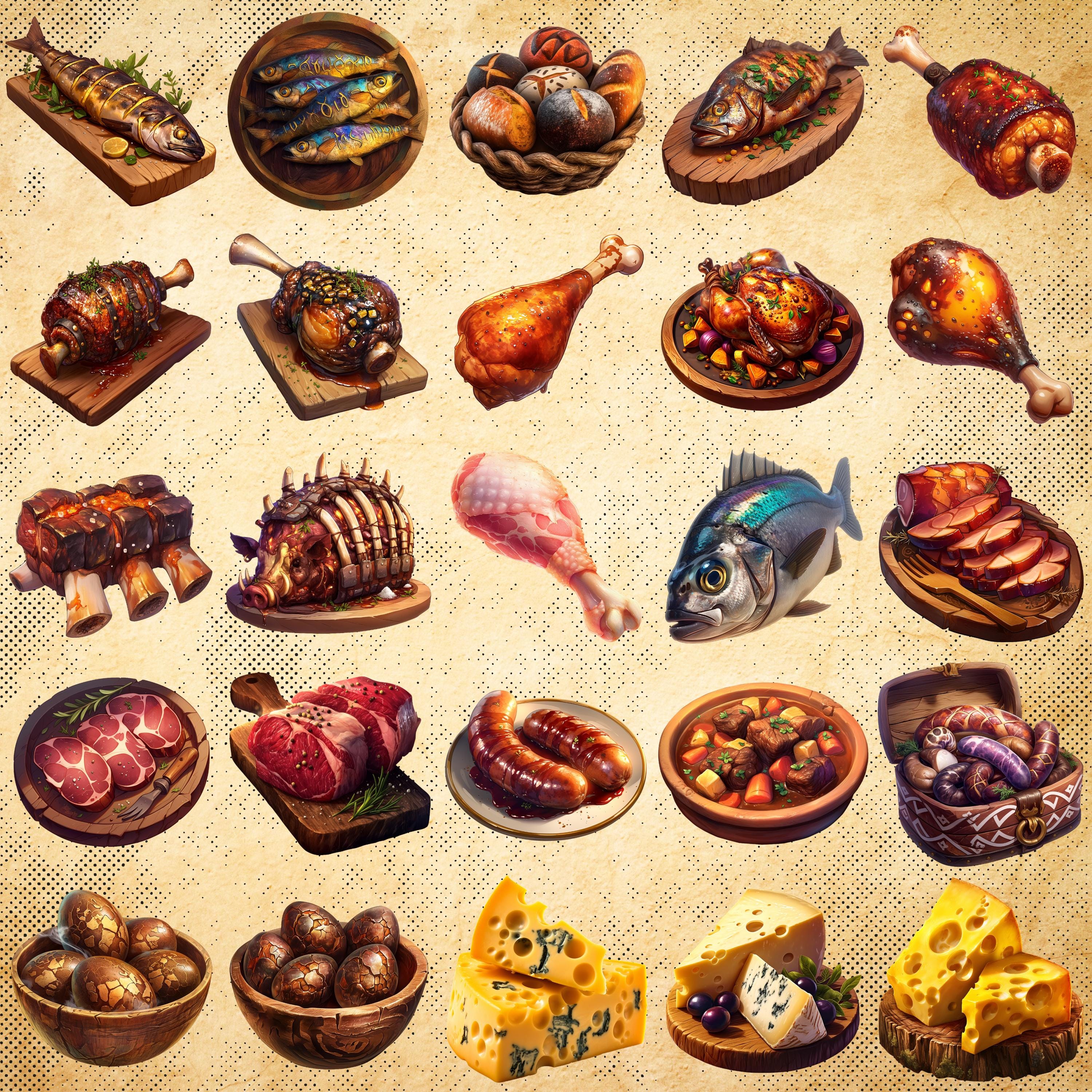 RPG Tavern Menu Cliparts – 165 Fantasy Food & Drink Illustrations for ...