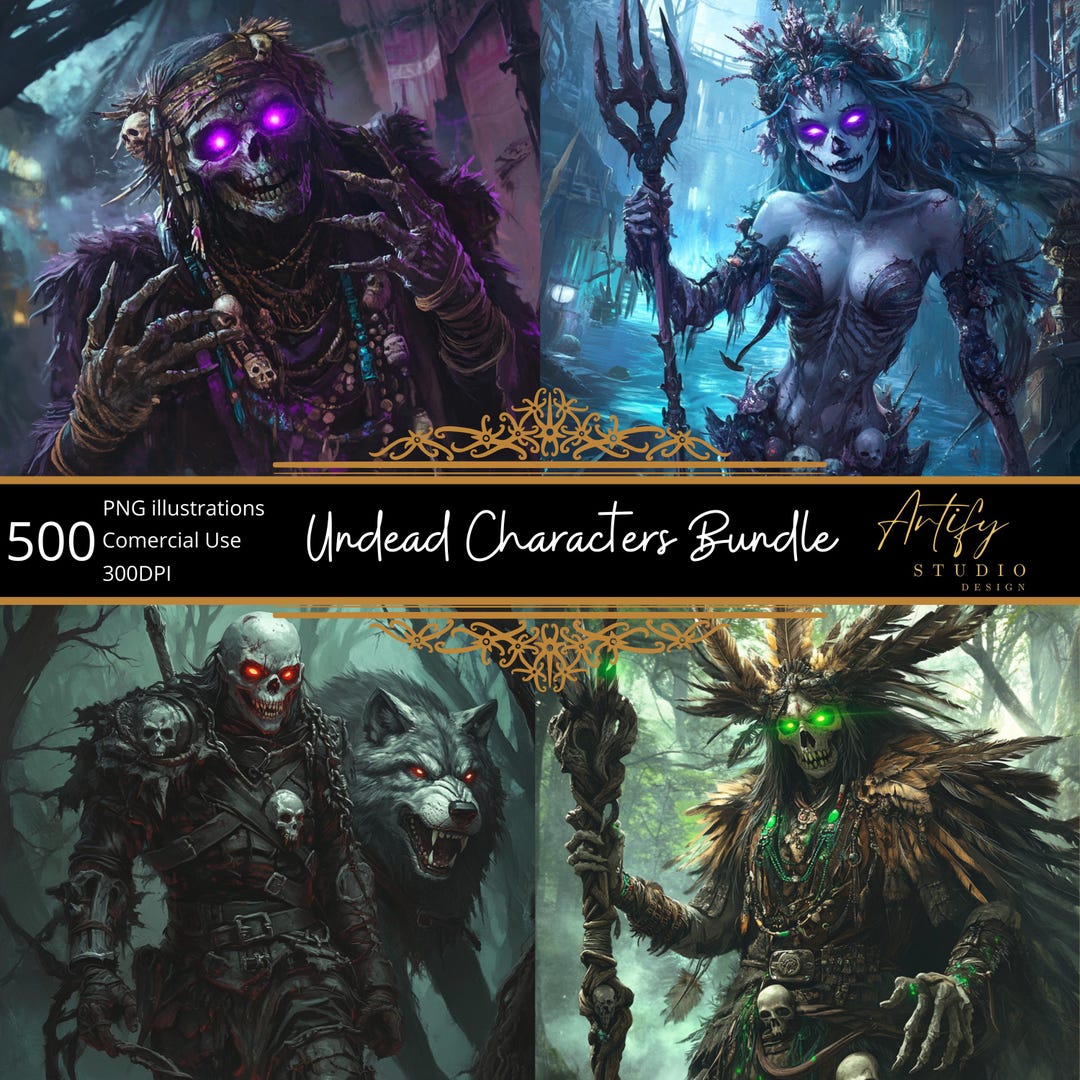 500 Undead Characters Bundle , TTRPG , RPG Tabletop Assets , PNG Undead ...