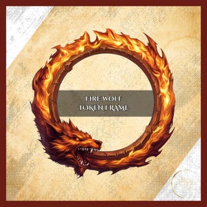 Fire Wolf Token Frame  – Digital Border for DnD or anything game. Compatible with Foundry VTT, Roll20, and other virtual tabletops.