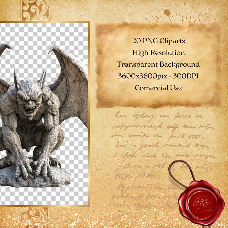 Fantasy Gargoyle – 20 Cliparts , 300 DPI , Transparent Background ...
