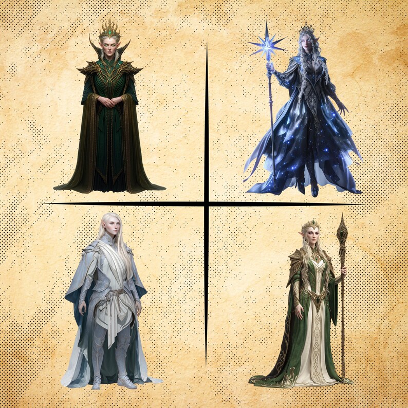 Elven Ranks High Elven Nobility โ 34 Fantasy Cliparts for TTRPG & RPG Projects ...