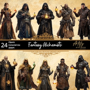 Fantasy Alchemists – Masters of Potions and Mystical Elixirs , RPG Cliparts , Transparent Background , Commercial Use