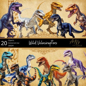 Velociraptors - 20 Heftige Prähistorische Jäger Cliparts, transparenter Hintergrund, kommerzielle Nutzung