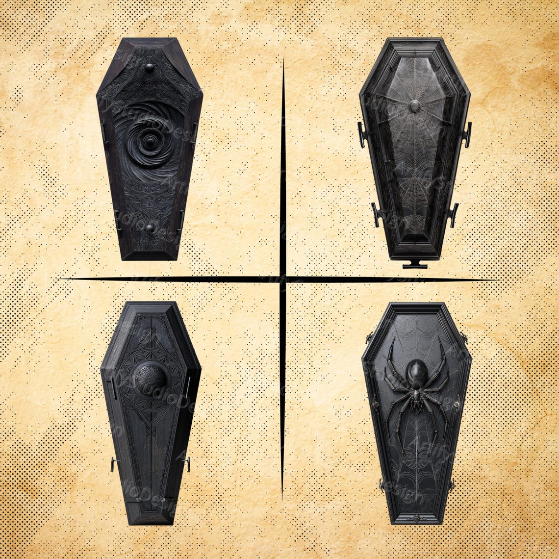 Gothic Coffin Clipart, Vampire Tomb PNG, Dark Fantasy Prop, RPG Crypt ...