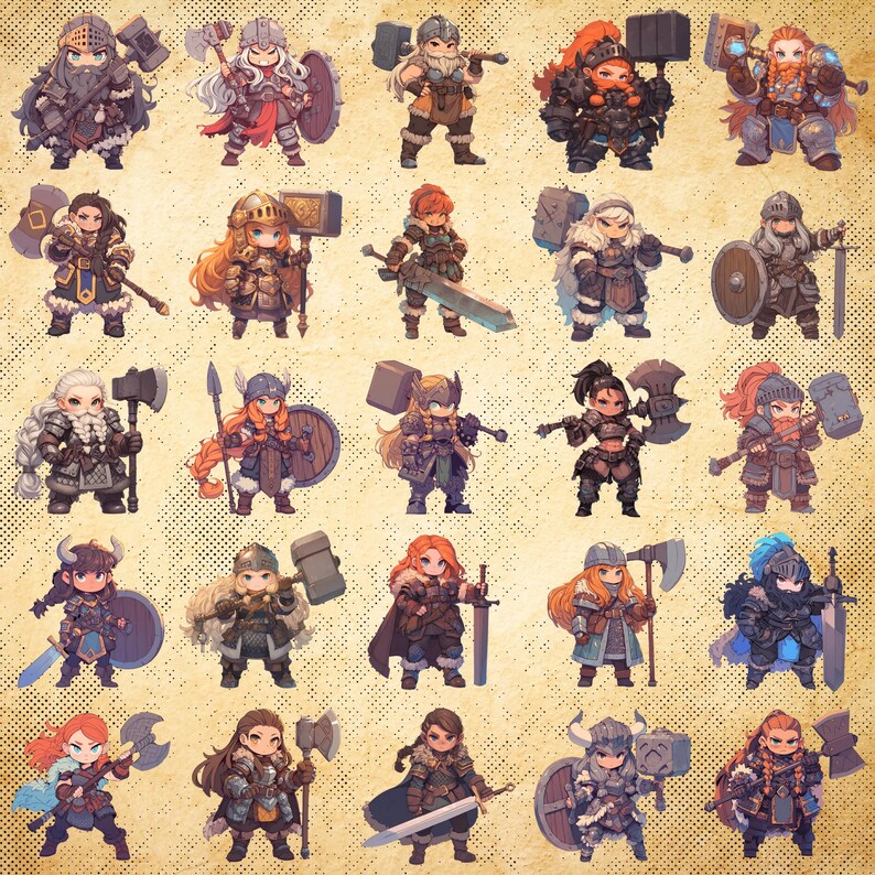 Chibi Dwarf Fighters – 50 Mighty Mini Warriors , Transparent Background ...
