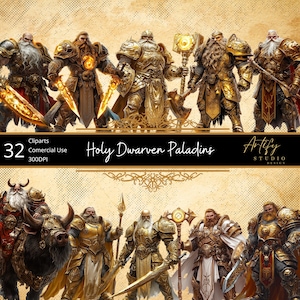 Dwarven Paladins – Standhafte Meister des Göttlichen Lichts , Fantasy Cliparts, Kommerzielle Nutzung