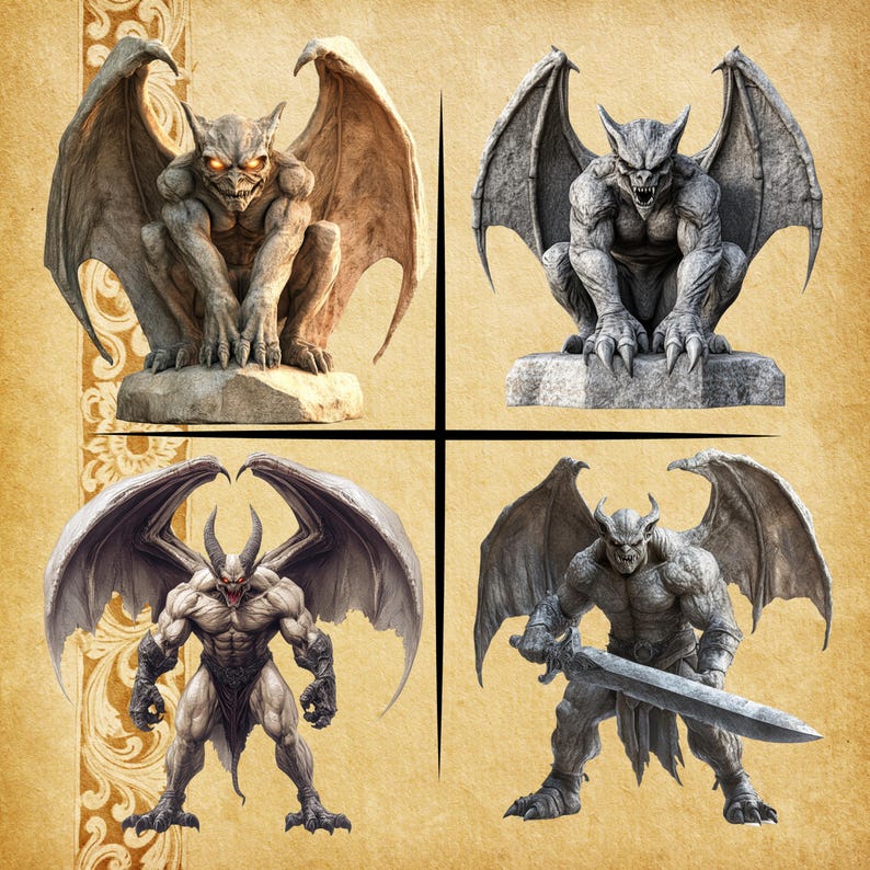 Fantasy Gargoyle – 20 Cliparts , 300 DPI , Transparent Background ...