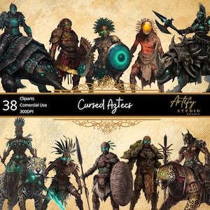 Cursed Aztecs – Untote Krieger eines verlorenen Imperiums, Fantasy Cliparts, kommerzielle Nutzung, transparenter Hintergrund