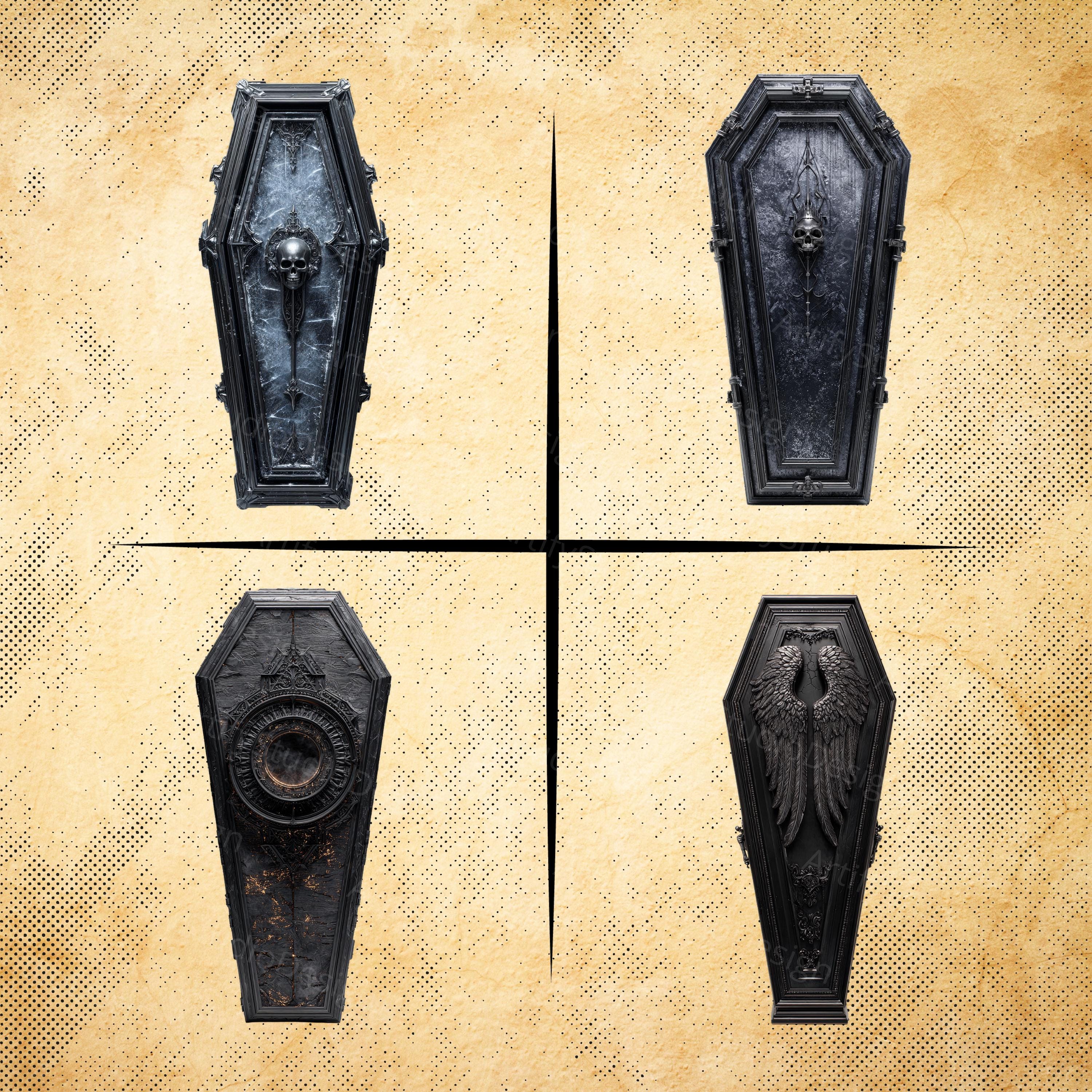 Gothic Coffin Clipart, Vampire Tomb PNG, Dark Fantasy Prop, RPG Crypt ...