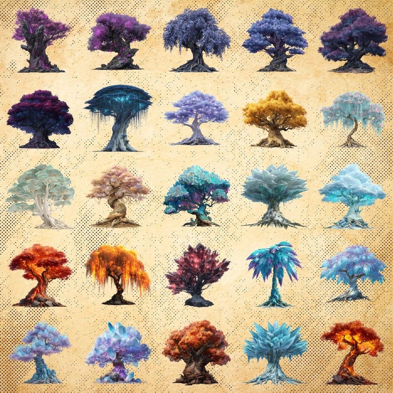 Magic System Tree Fantasy Magic Trees – 59 Cliparts , Digital Download , Commercial Use ...