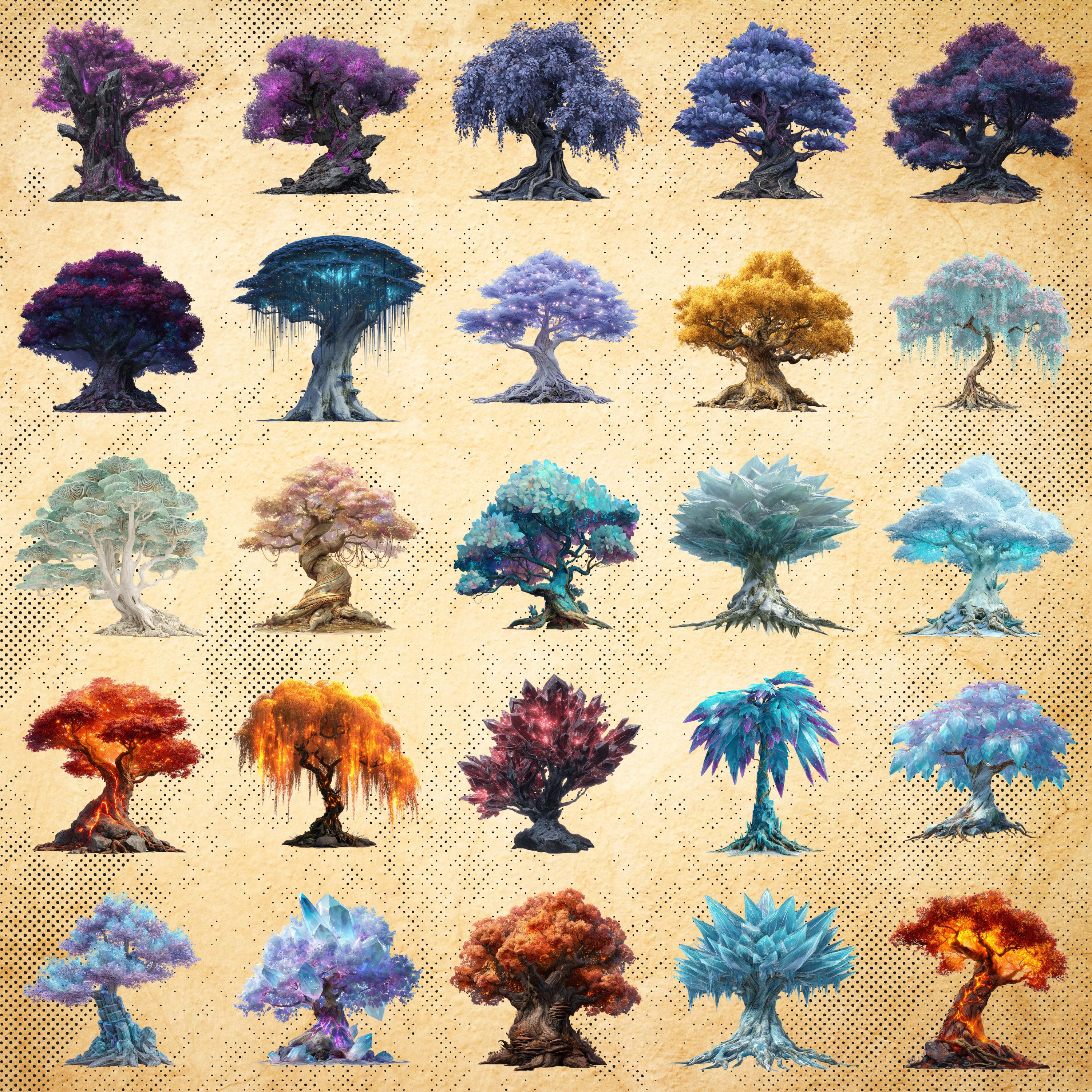 Tree Reference Magic Fantasy Magic Trees – 59 Cliparts , Digital Download , Commercial Use ...