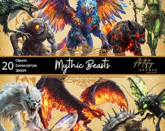 Mythic Beasts Cliparts, Fantasy creatures , Commercial Use, RPG , PNG, Collection for fantasy art and Design, for game masters and artist