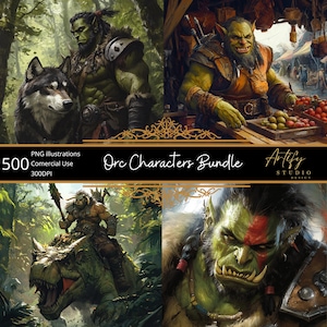 500 Orc Characters Bundle , TTRPG , RPG Tabletop assets , PNG Orcs collection , Dungeons and Dragons , dnd , game masters and creators