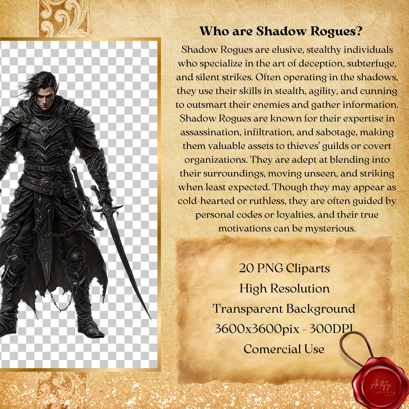 Shadow Rogues – 20 Fantasy Cliparts , Transparent Background Pngs for ...