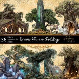 Druidic Sites and Buildings – 36 fantasy architectural cliparts , Transparent Background , Commercial Use