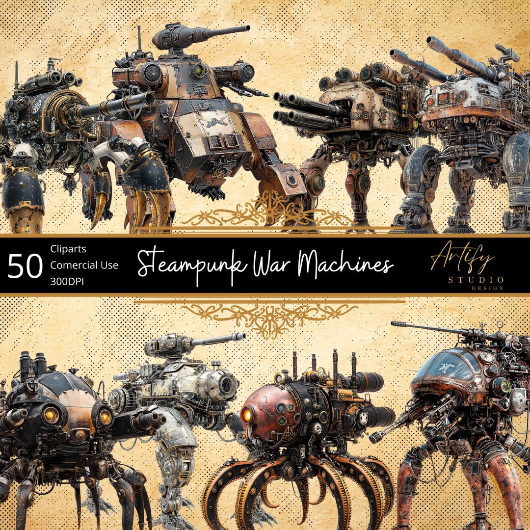 Steampunk War Machines – Robotic Giants on Legs , Fantasy Cliparts ...