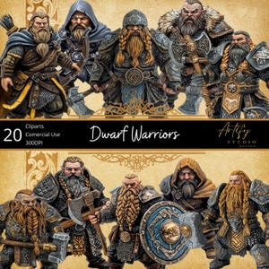 Fantasy RPG Dwarf Warriors Cliparts, commercieel gebruik, dnd, RPG, png, collectie voor fantasy art en design, voor gamemasters en kunstenaars