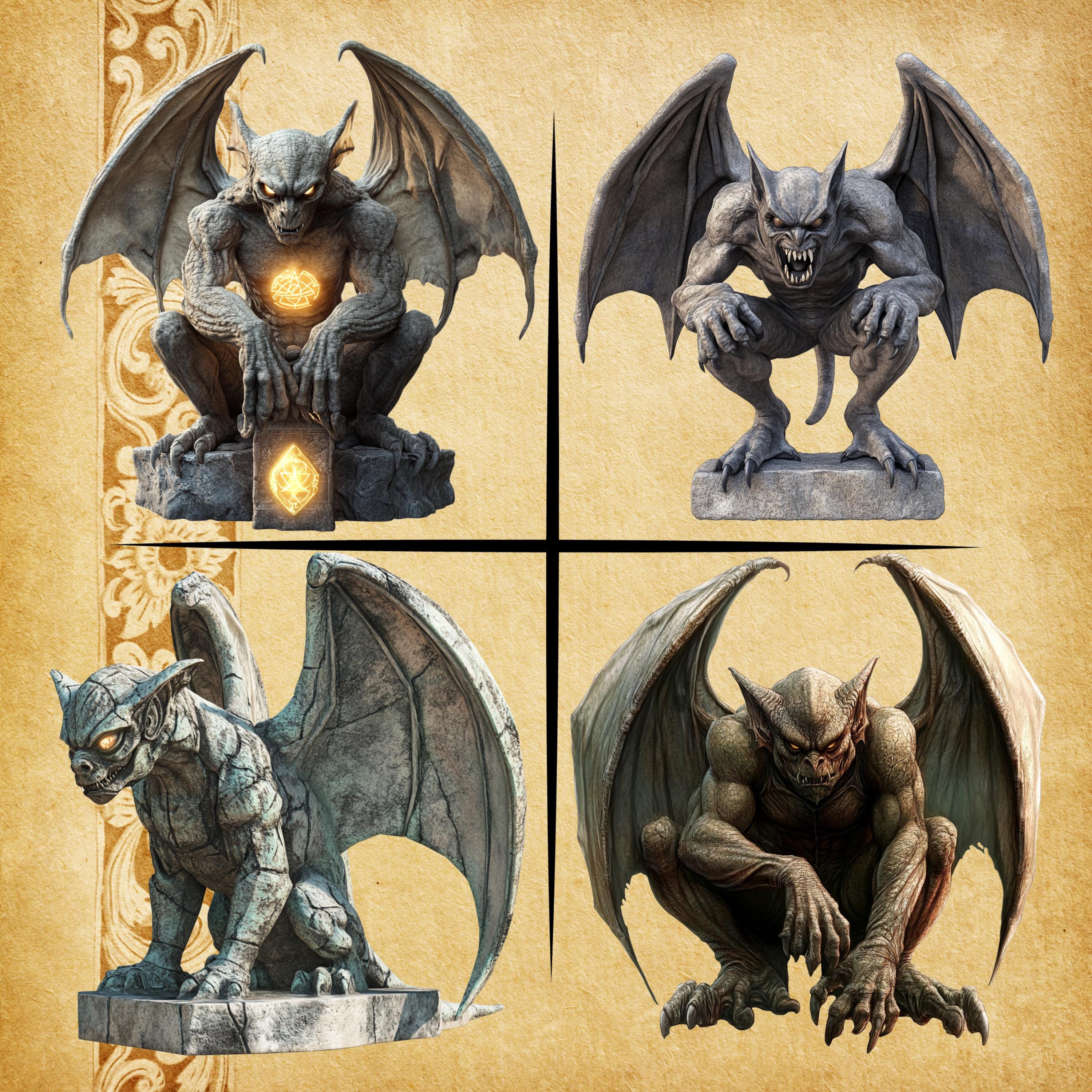 Fantasy Gargoyle – 20 Cliparts , 300 DPI , Transparent Background ...