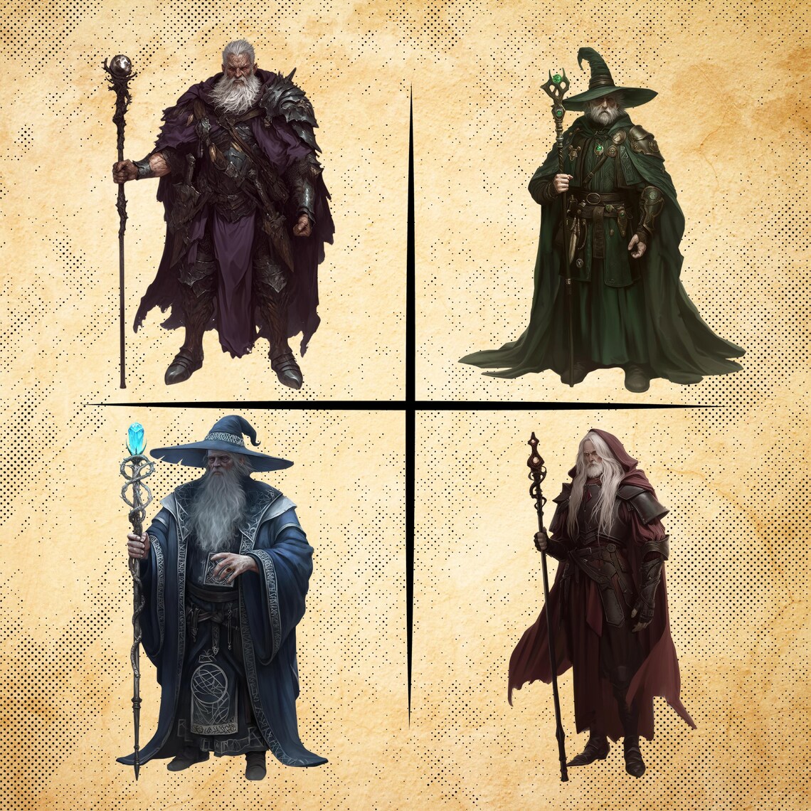 Fantasy Archmage – 24 Powerful Sorcerers and Wizards Cliparts , TTRPG ...