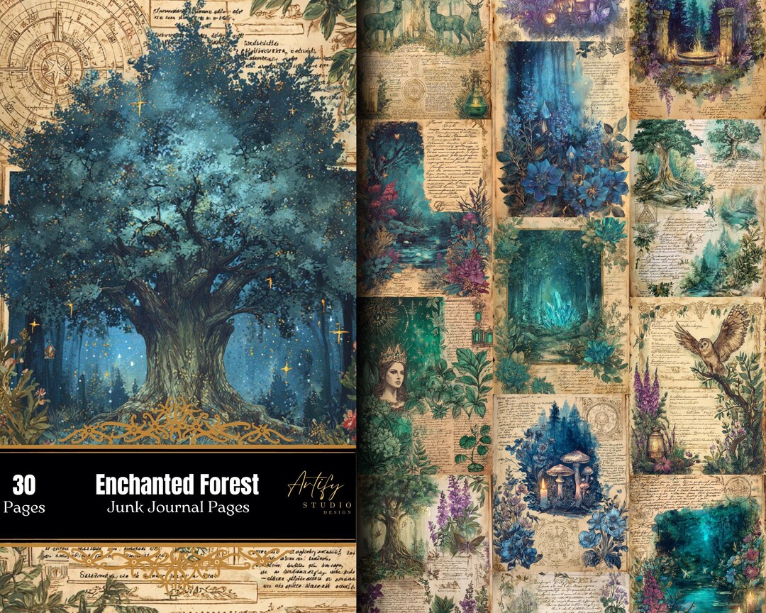 Enchanted Forest Junk Journal Printables, Fantasy Scrapbook Pages ...