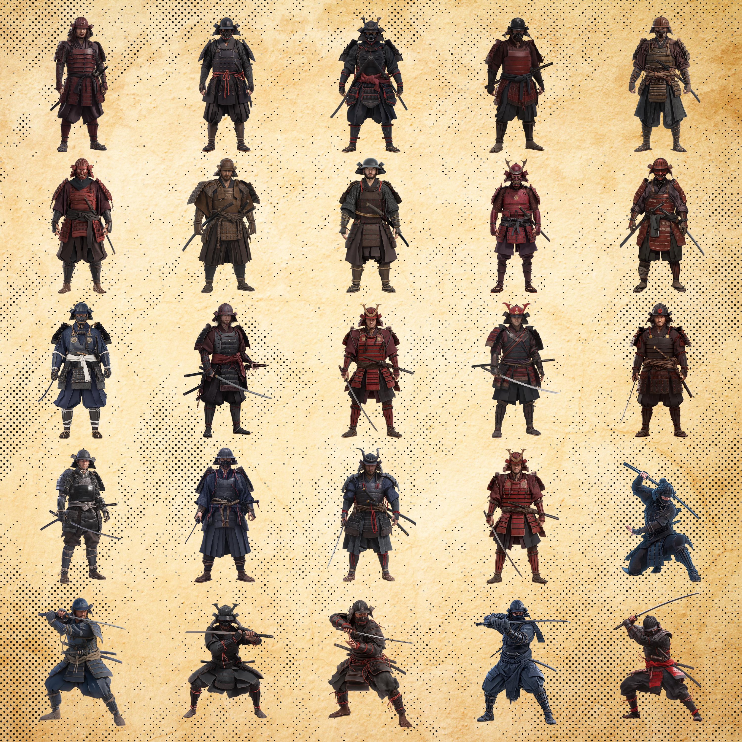 Samurai Unit Types Samurai Clan Cliparts – 264 Japanese Warrior Units for TTRPG, RPG ...