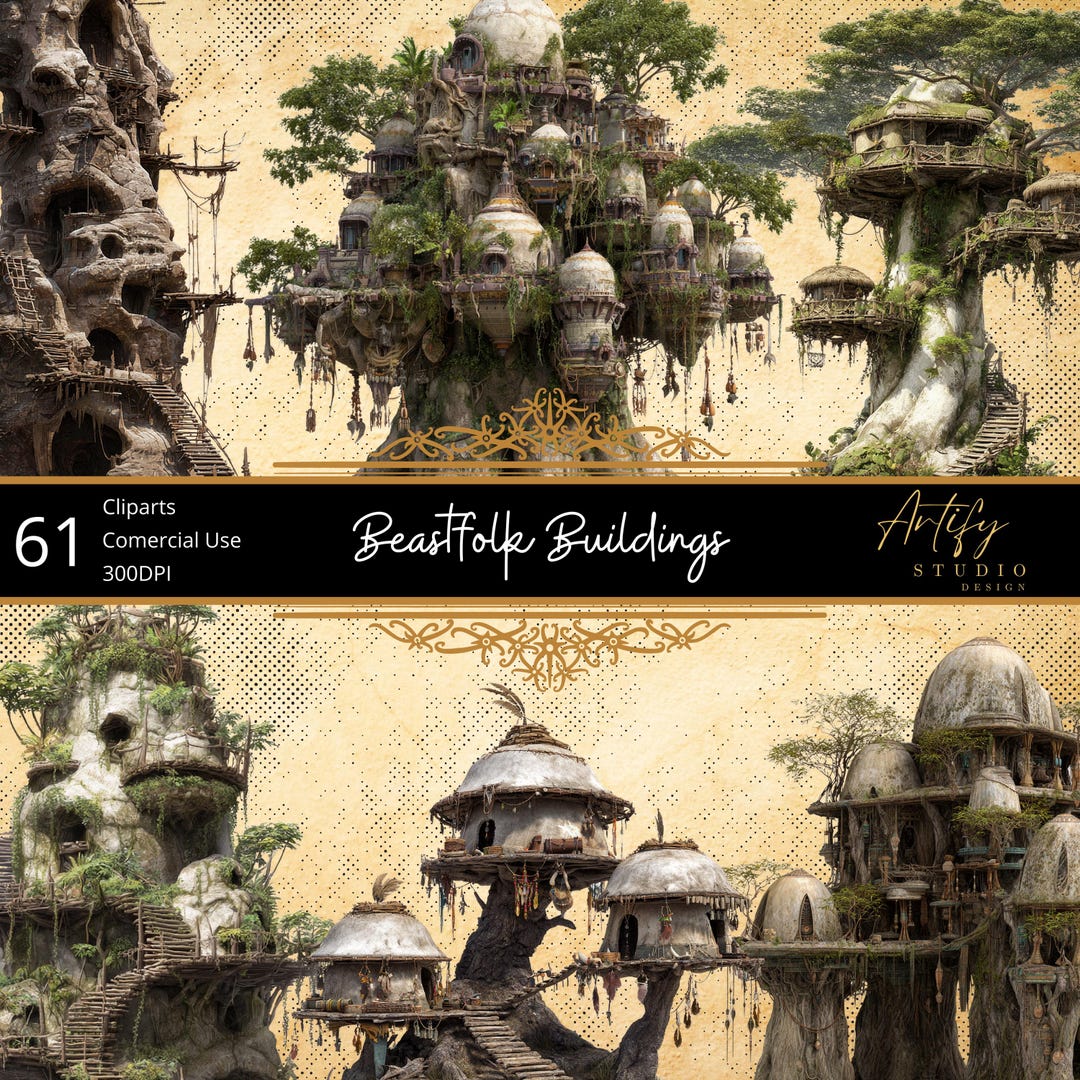 Beastfolk Buildings – 61 Fantasy RPG & TTRPG Architectural Cliparts ...