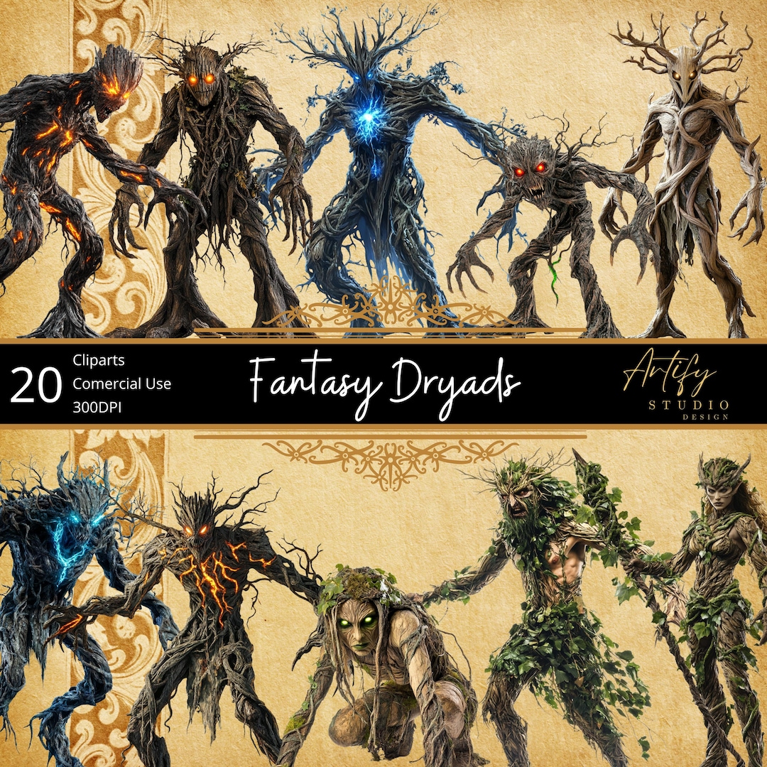 Clipart de dríadas de fantasía: 20 espíritus del bosque malvados y  engañosos para juegos de rol y DND, fondo transparente, uso comercial -  Etsy México, image size:1080x1080