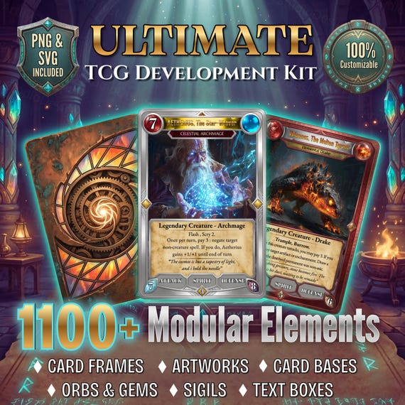 Ultimate Tcg Development Kit | Fantasy Trading Card Game Asset Bundle | Modular Card Maker PNG SVG | Game Design UI | Commercial Use