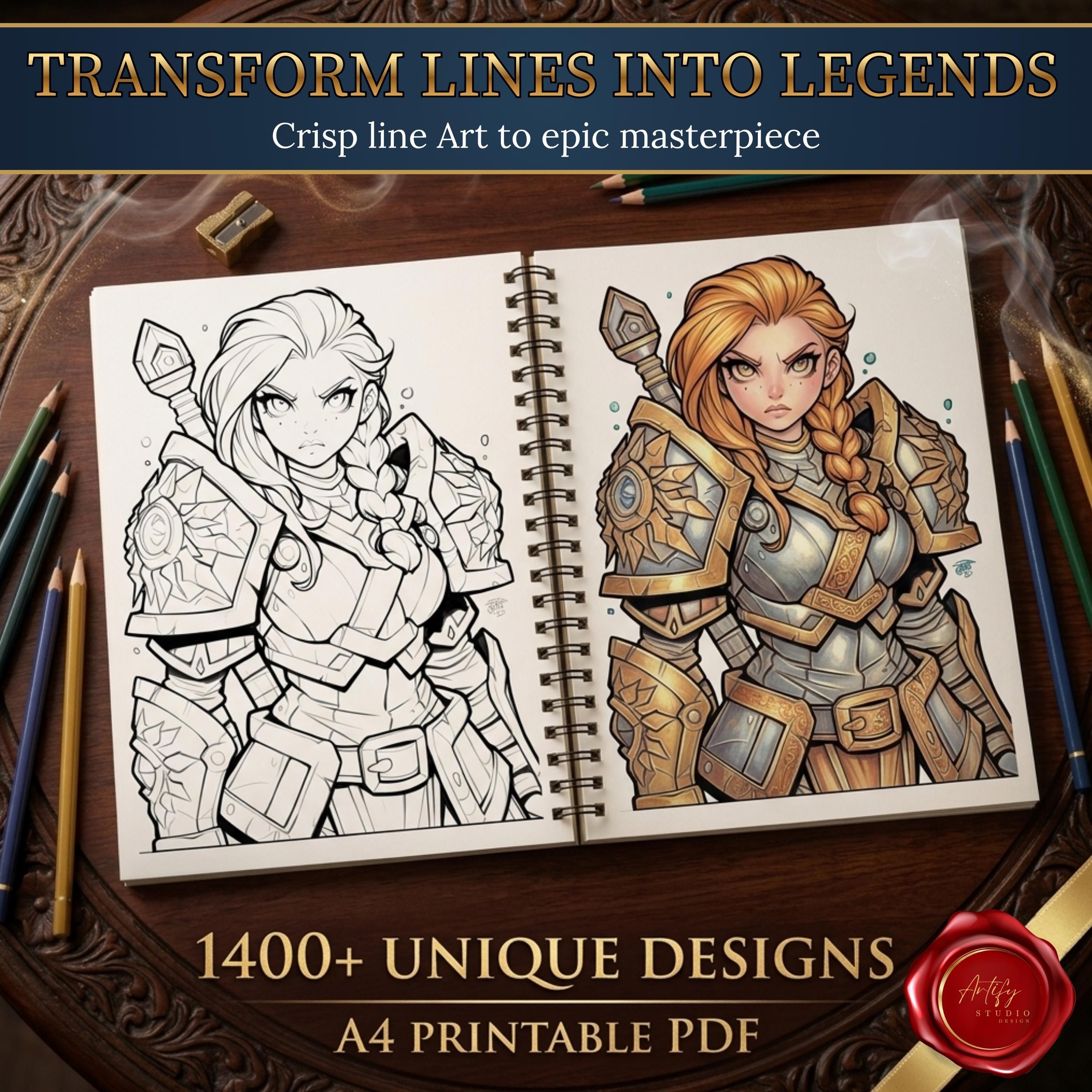 Rpg Color Picture 1400+ Fantasy RPG Coloring Pages, Kids & Adult Coloring Book PDF ...