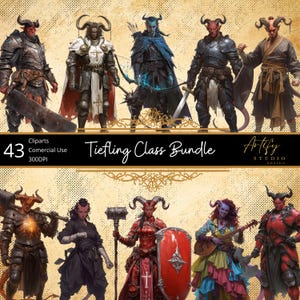 Pacote de Classe Tiefling – 43 Personagens de Fantasia Ardentes para Mundos TTRPG e DND, Cliparts de Fantasia, Fundo Transparente, Uso Comercial