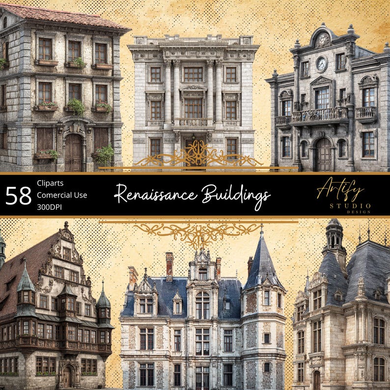 Renaissance Buildings – 58 Elegant Architectural Cliparts , Transparent ...