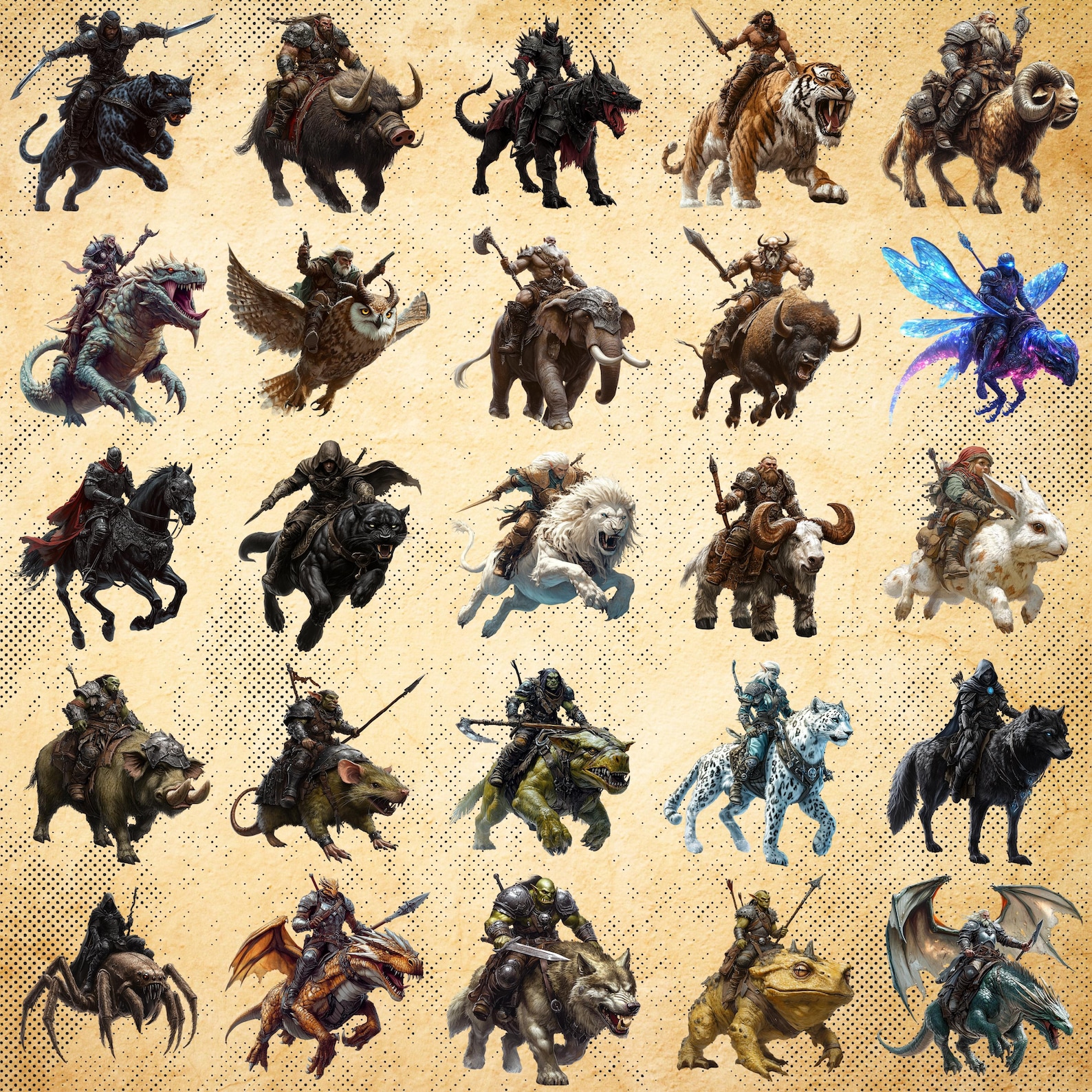 40 Beast Riders – Legendary Warriors on Mighty Creatures , Transparent ...