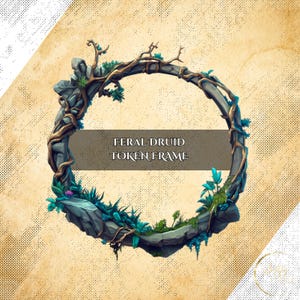 Marco de ficha de Druida Feral: Borde digital para DnD o cualquier juego. Compatible con Foundry VTT, Roll20 y otros juegos de mesa virtuales.