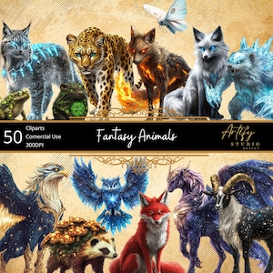 Fantasy Tiere - Magische Wesen aus den Verzauberten Reichen , Fantasy Cliparts , Kommerzieller Gebrauch