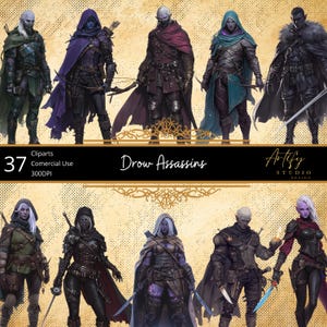 Assassinos Drow – Assassinos Silenciosos das Sombras, Cliparts de Fantasia, Fundo Transparente, Uso Comercial