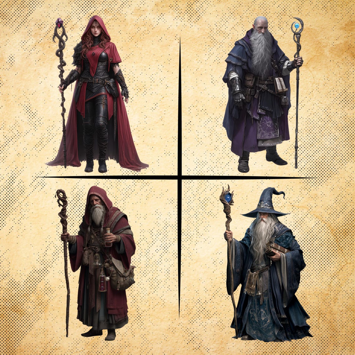Fantasy Archmage – 24 Powerful Sorcerers and Wizards Cliparts , TTRPG ...