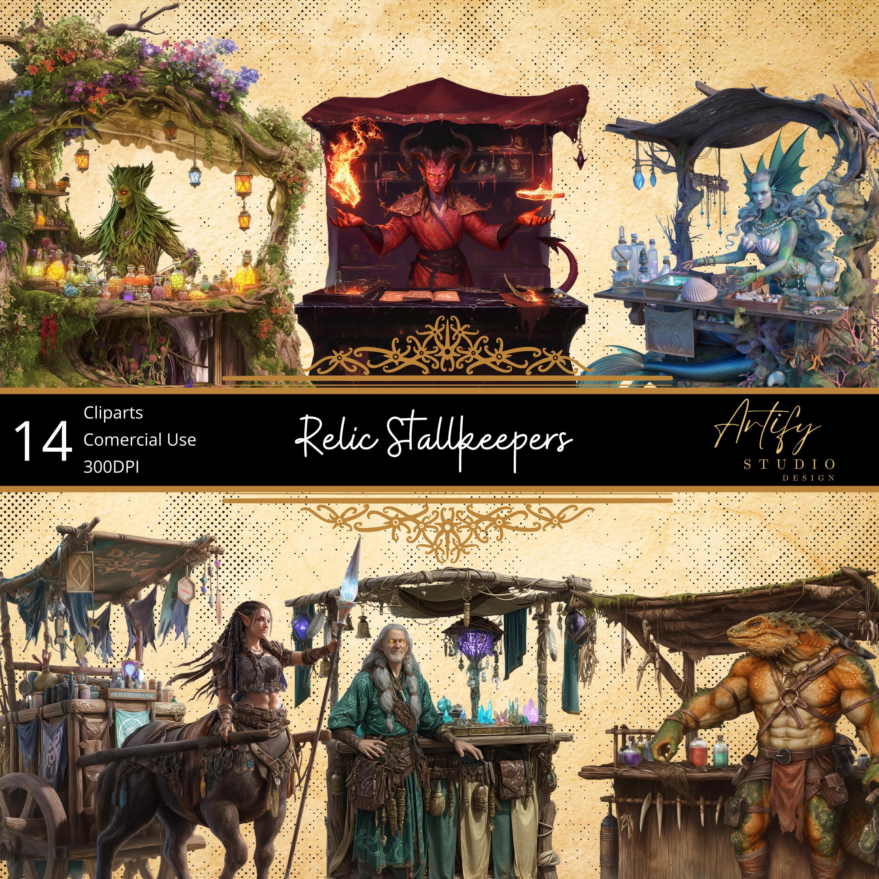 Relic Stallkeepers – 14 Fantasy Merchant Cliparts for RPG & TTRPG ...