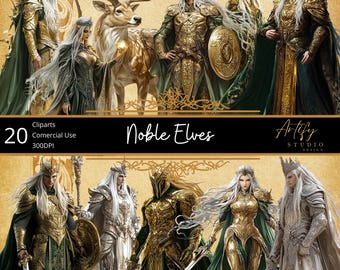 Noble Elves Cliparts, Commercial Use,  Fantasy Elves, RPG , PNG, Collection for fantasy art and Design, for game masters and artist