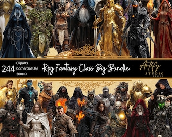 RPG Fantasy Class Big Bundle - 12 Clip Art Packs , 244 PNGs for Your Fantasy World! Game Masters , Character Designs , Commercial Use.