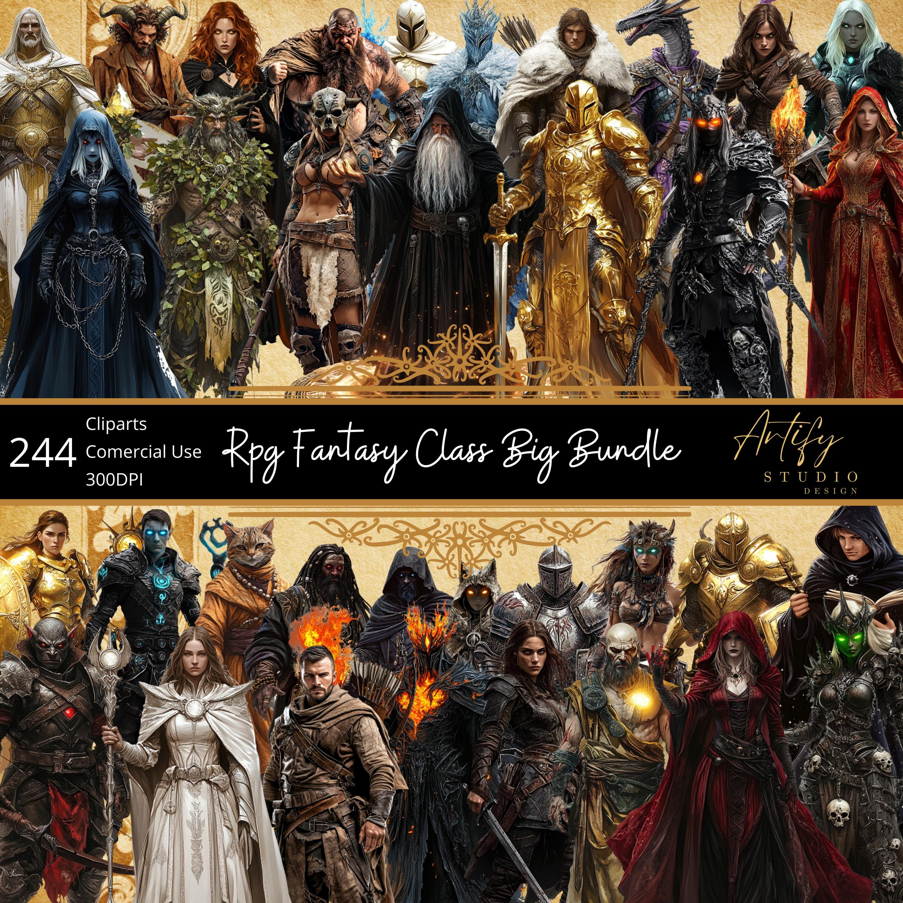RPG Fantasy Class Big Bundle - 12 Clip Art Packs , 244 PNGs for Your Fantasy World! Game Masters , Character Designs , Commercial Use.