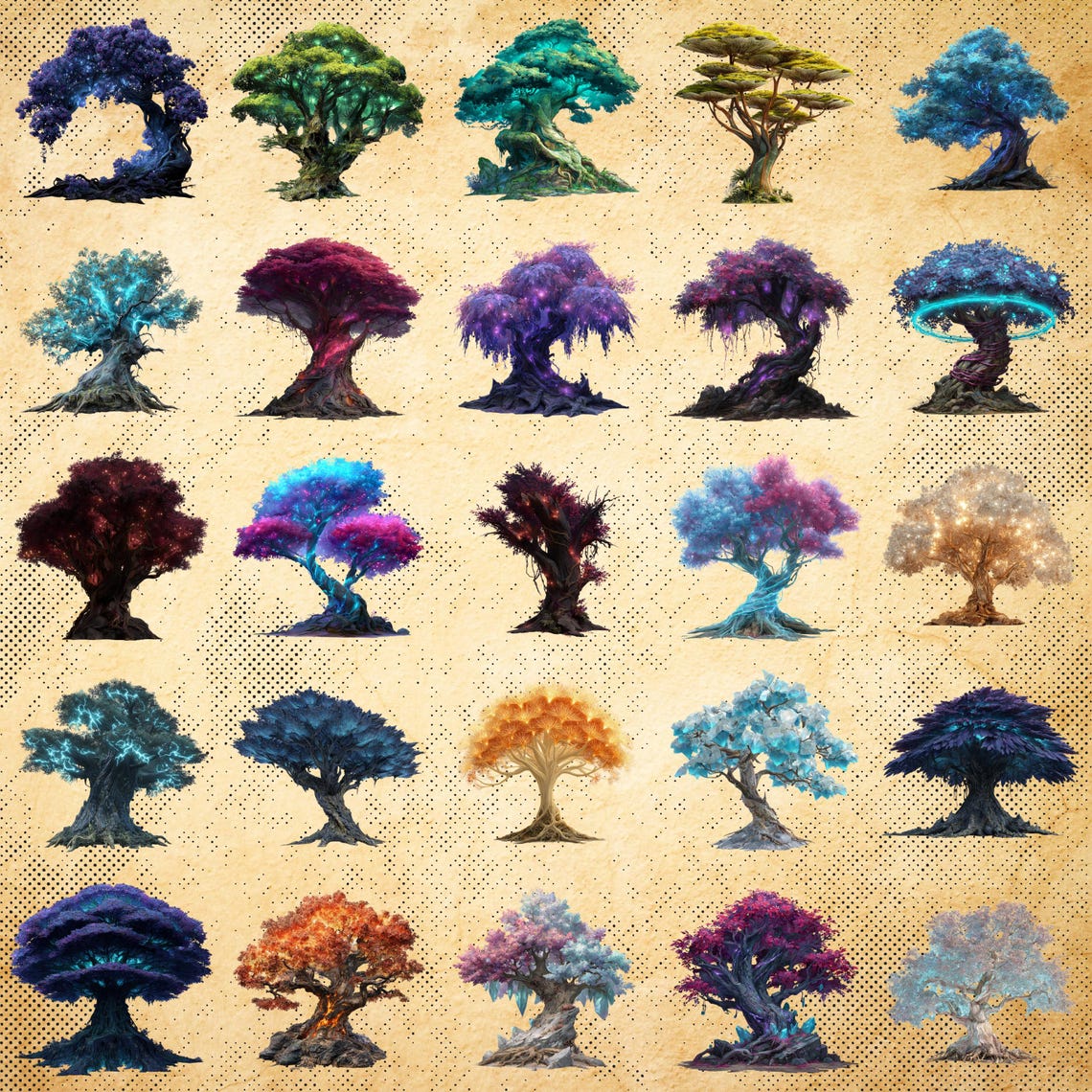 Fantasy Magic Trees – 59 Cliparts , Digital Download , Commercial Use ...