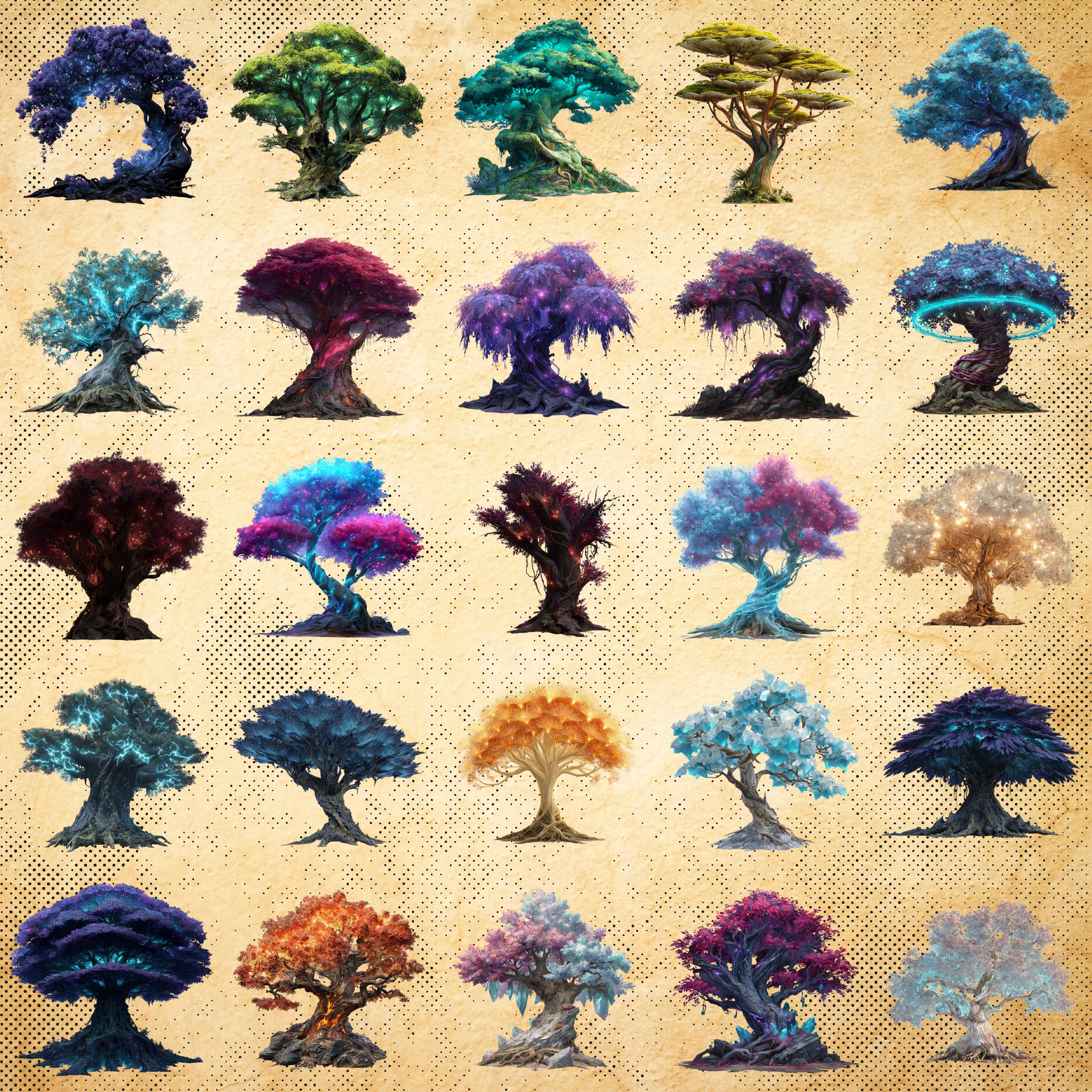 Fantasy Magic Trees – 59 Cliparts , Digital Download , Commercial Use ...
