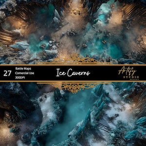 Isgrottor – 27 stridskartor, digitala RPG-kartor, DnD-fantasykartor, Roll20 och Foundry VTT, DM-resurser, kommersiellt bruk
