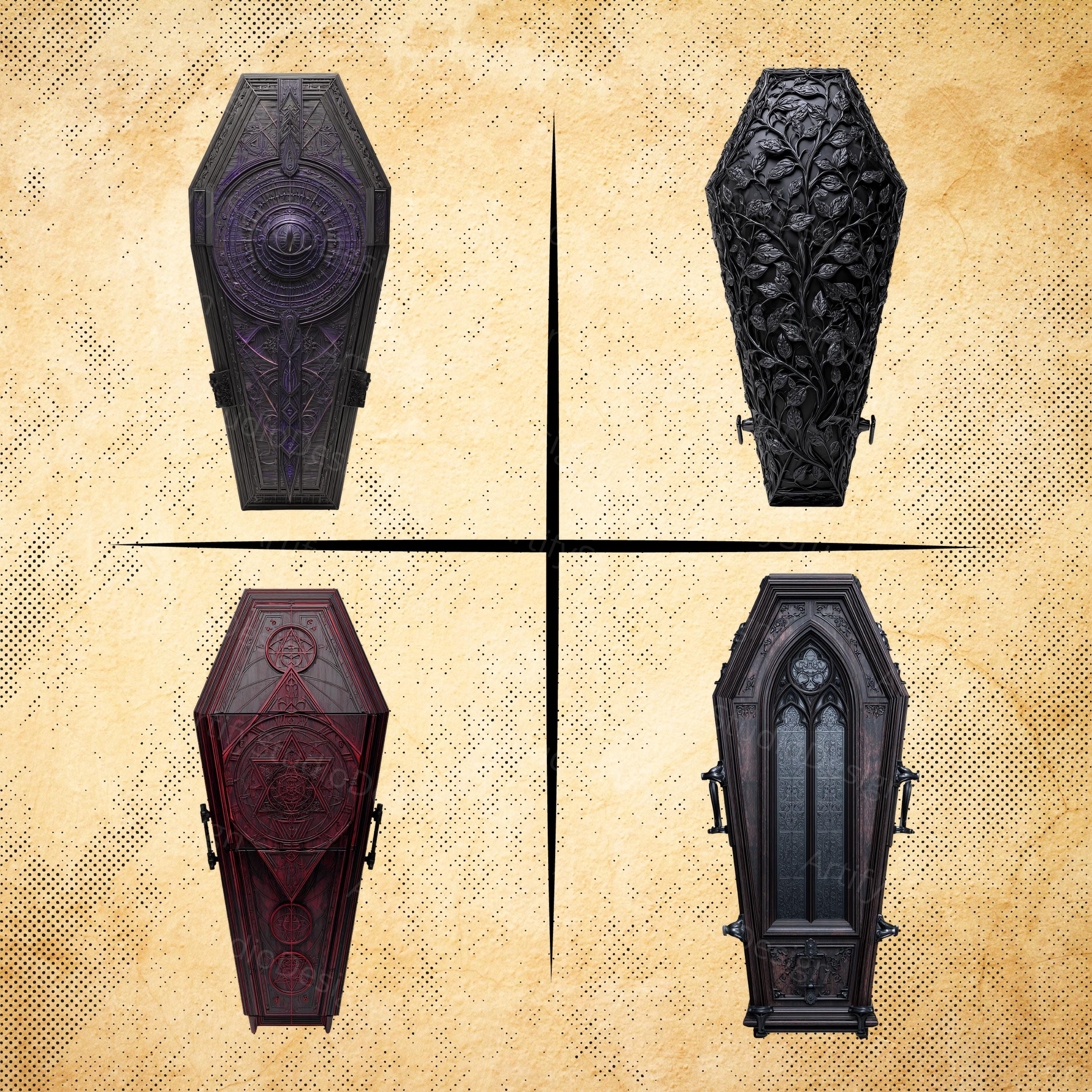 Gothic Coffin Clipart, Vampire Tomb PNG, Dark Fantasy Prop, RPG Crypt ...