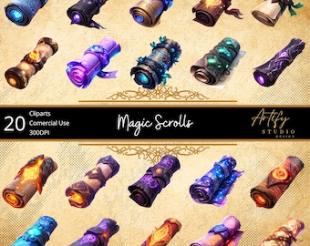 Spell Scrolls – 20 Magical Cliparts for TTRPG and Fantasy Games , Digital Download , Commercial Use